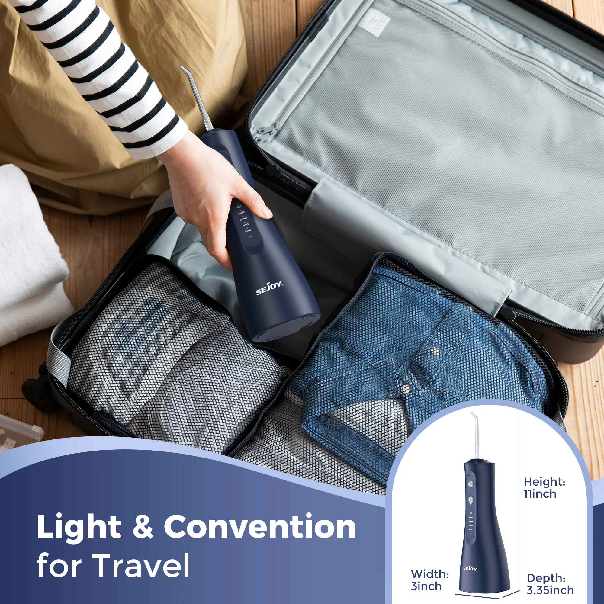 Sejoy Waterflossers voor tanden Elektrische monddouche Oplaadbare draagbare tandheelkundige 5 modi watertank 300 ml waterdichte reiniger