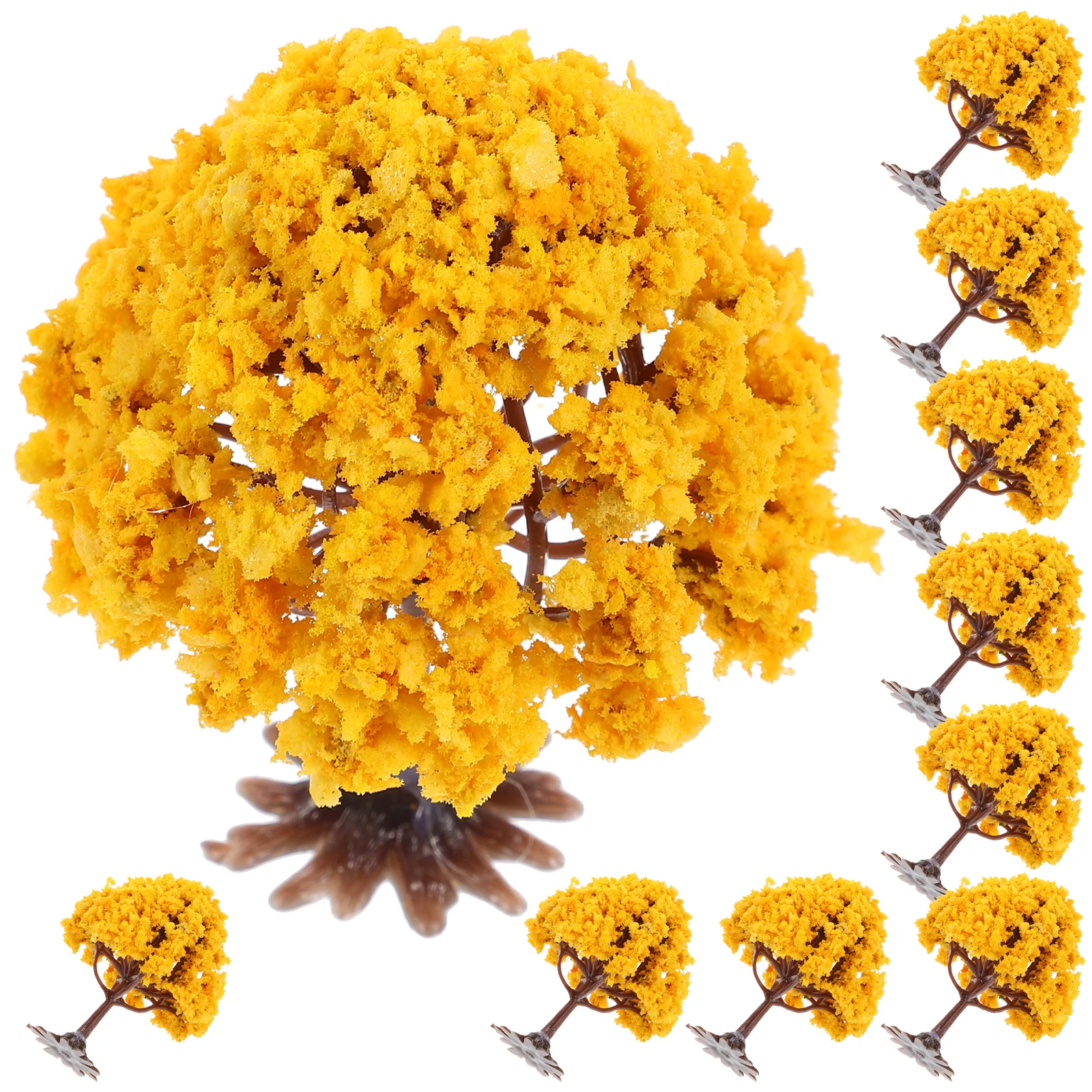 

10pcs Artificial Flower Trees Mini Decor Fake Plants with Base Orange H6cm for Model Scenery DIY Garden Decor Miniature Trees