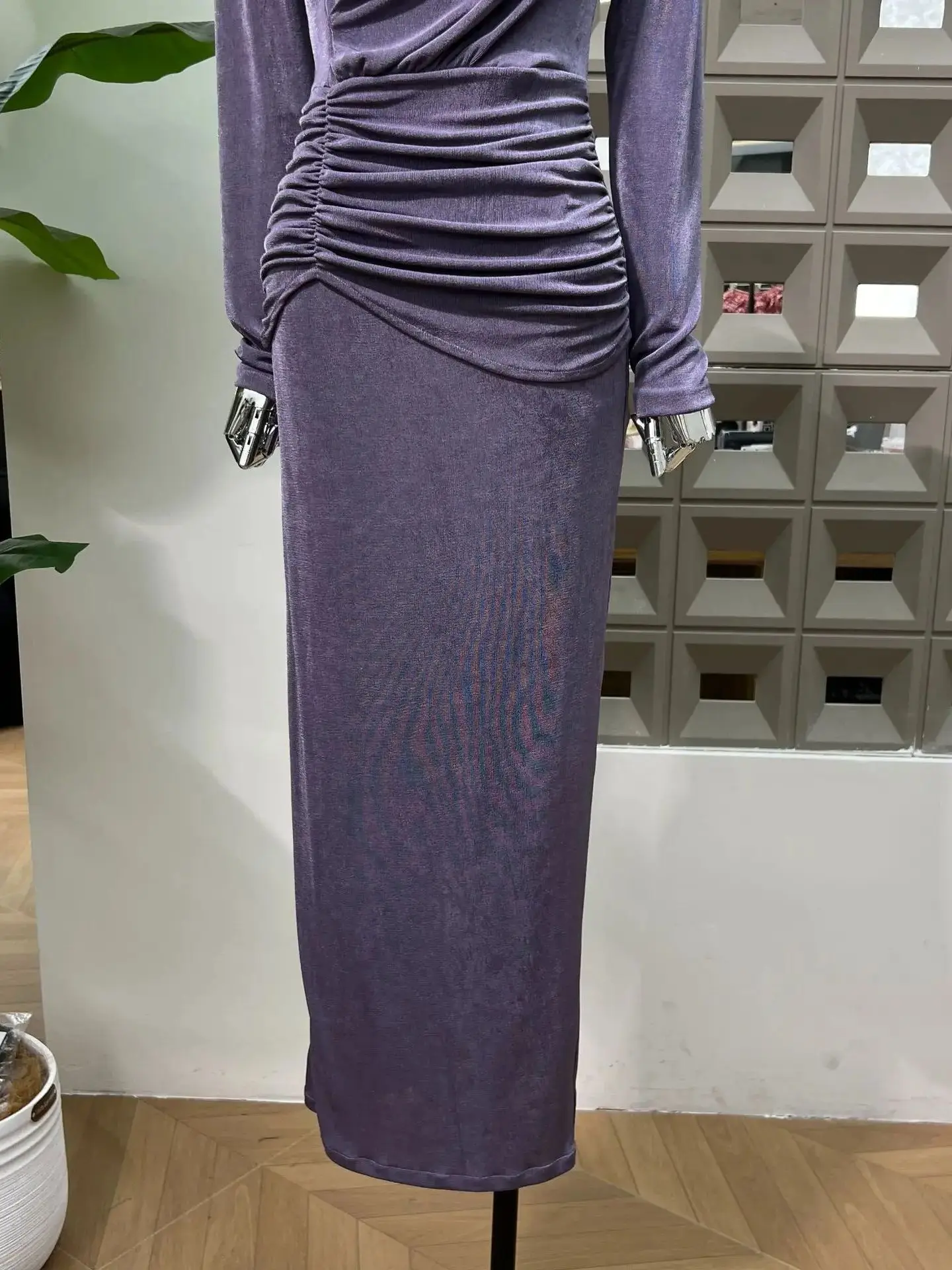 Robe de soirée pour femmes, moulante, manches longues, mode automne, boule de noël, coupe cintrée, extensible, plissée, Design Unique