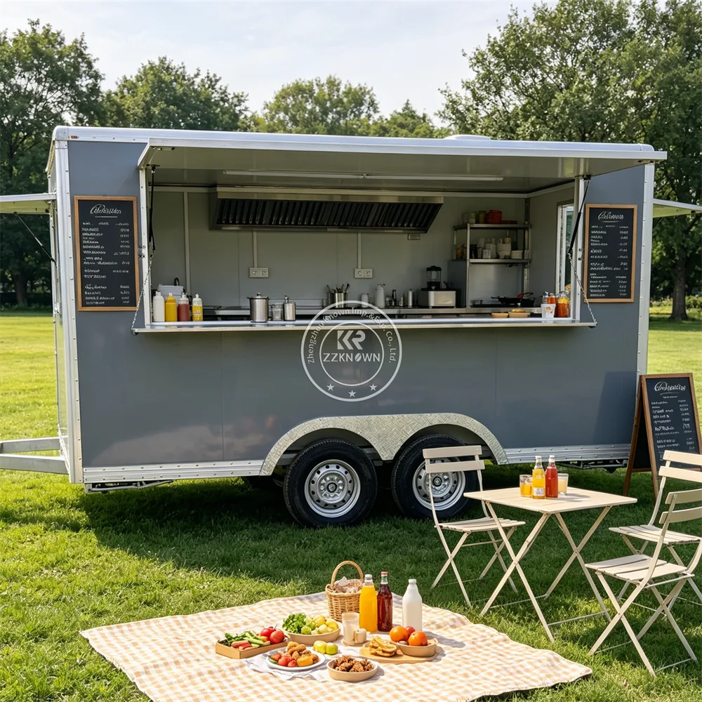 Mobile Kitchen Commercial Catering Pizza Burger Hot Dog Food Truck Custom Mobile Kitchen Premium Food Trailer For Sale