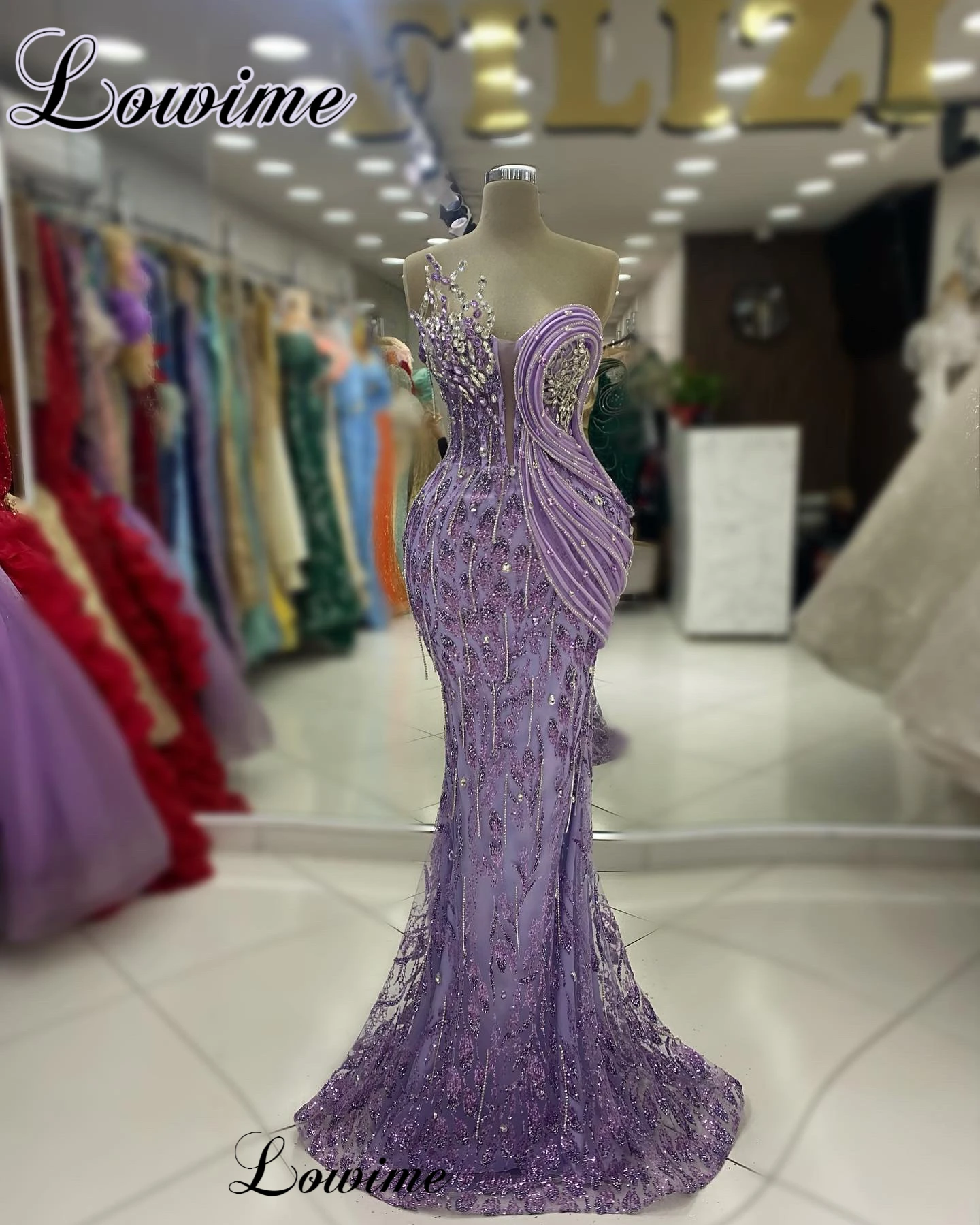 Modest Purple Evening Dresses Mermaid Sweetheart Prom Party Dresses With Crystals Robes De Soirée Elegant Celebrity Dresses