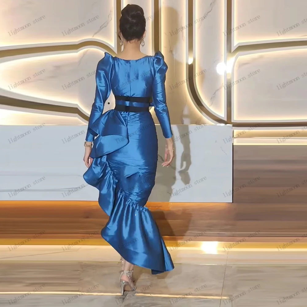 فساتين سهرة أنيقة عتيقة من الساتان للحفلات الراقصة بأكمام طويلة رداء على شكل قلب ساحر رشيق فيستدوس دي غالا مخصص #3