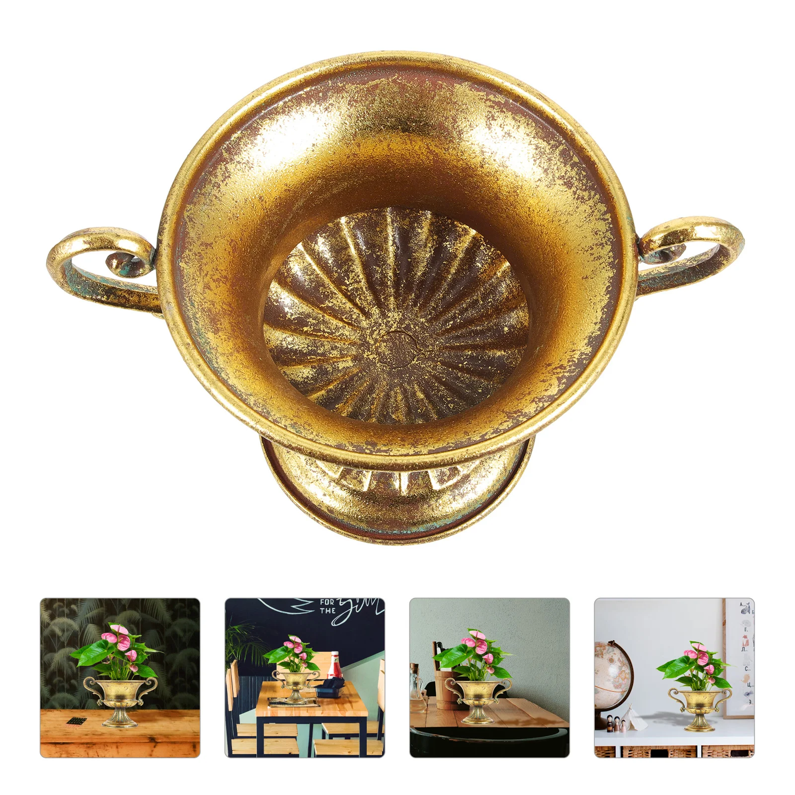 

Country Decor Flowerpot Iron Vase for Home Dried Storage Metal Vessel Floral Arrangement Container Fresh Room Vintage Office