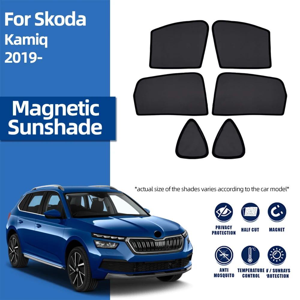 

For Skoda Kamiq NW4 2019-2024 Magnetic Car Sunshade Shield Front Windshield Curtain Rear Side Baby Window Sun Shade Visor