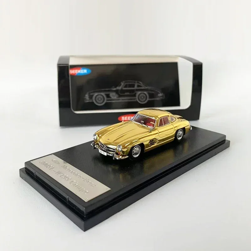 Seeker-Modèle de voiture SL Wcontem300SL Coupé, Collection de véhicules en alliage moulé sous pression, Chrome Gold and Silver, 1:64