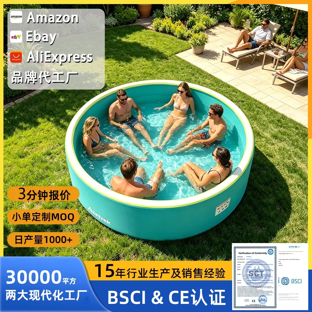 Round PVC Drop Stitch Inflatable Pool Large Family Outdoor Backyard Swimming Pool For Kids Adults