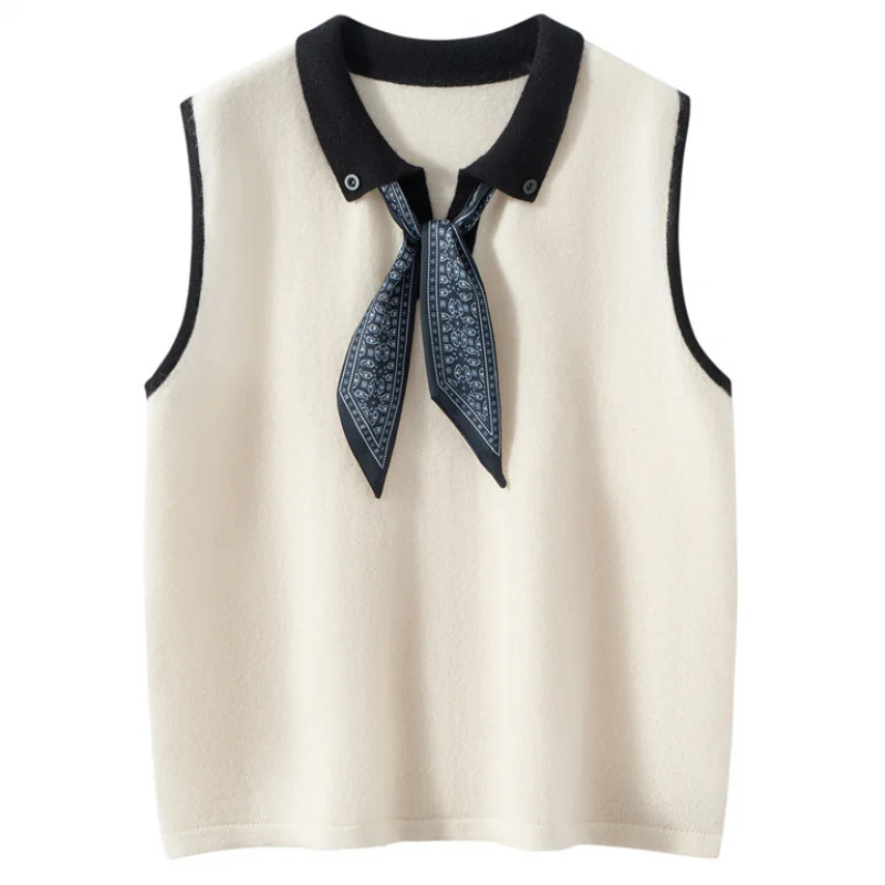 

Cashmere Vest Women% Cashmere Autumn Winter New Casual Versatile Collar Slimming Knitted Sleeveless Sweater