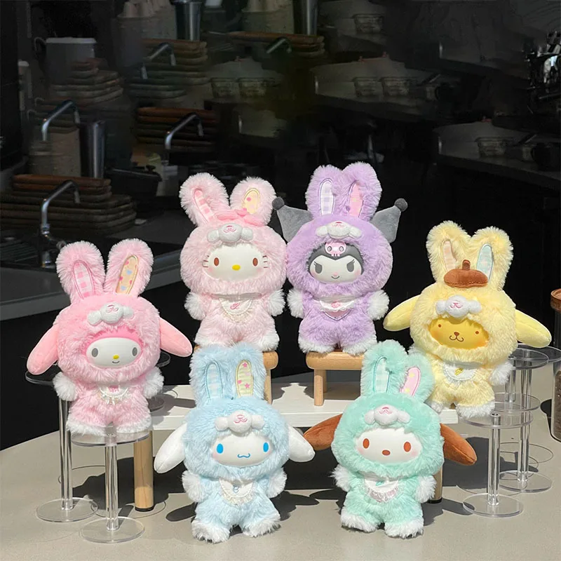 

Anime Sanrio Elf Rabbit Series Plush Doll Melody Kuromi Hellokitty Cinnamoroll Pochacco Plush Backpack Decorative Pendant Toys