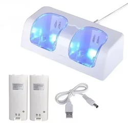 2800mAh Rechargeable Battery for Wii Gamepad 2 Ports Dual Remote Charger Dock for Wii Charging Battery Station