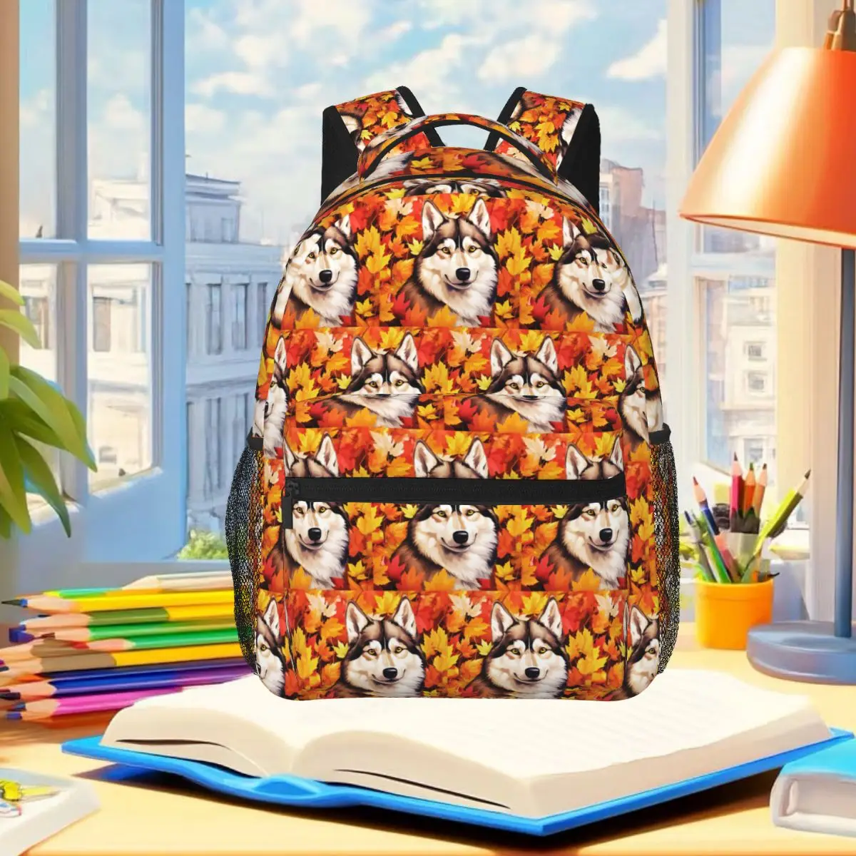 الخريف الخريف سيبيريا أجش الكلب الطالب على ظهره حقيبة مدرسية المشي لمسافات طويلة السفر Daypack للبنين بنات موضة حقيبة الكتب حقائب الكتف