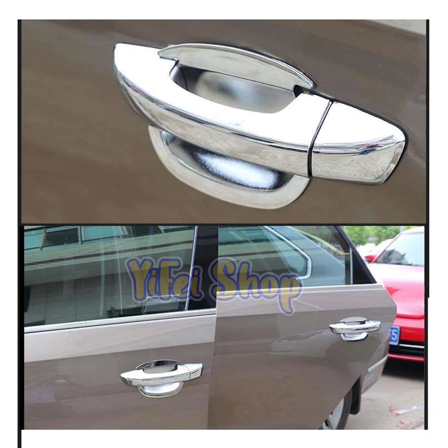 

For Volkswagen Passat B6 2011 2012 2013 2014 2015 2016 17 Car Attachment ABS Chrome Door Handle Bowl Cover Protector Paste Style