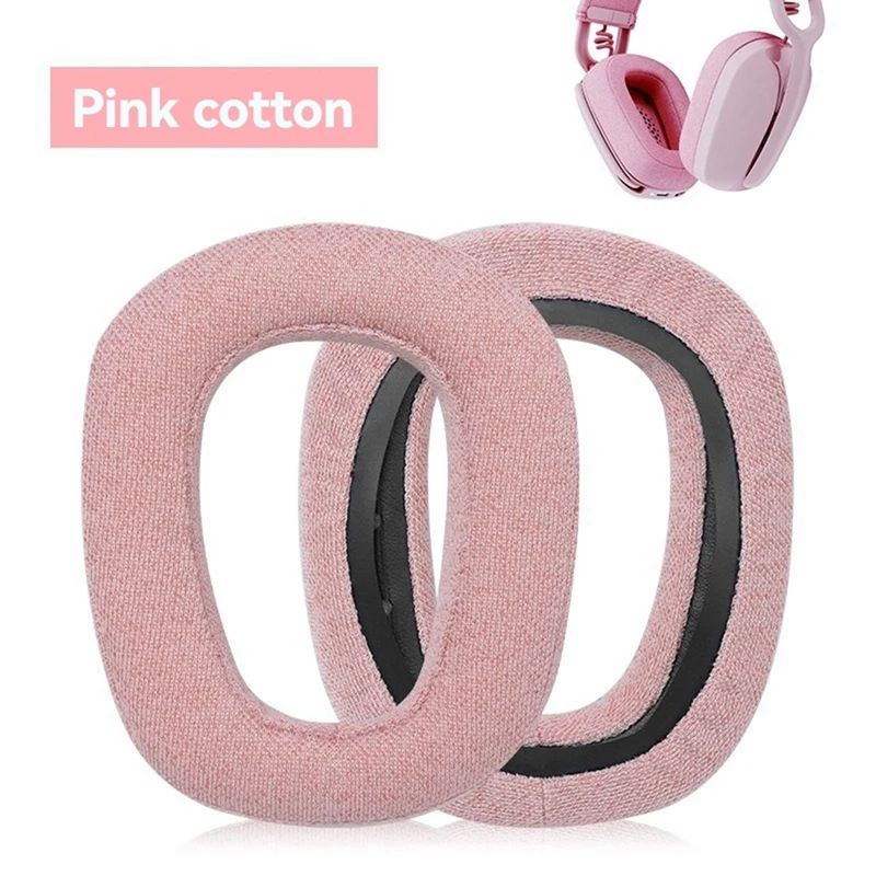 وسادات بديلة لسماعات الرأس Logitech Zone Vibe 100، أغطية أذن مريحة وعازلة للضوضاء، أغطية إسفنجية باللون الوردي