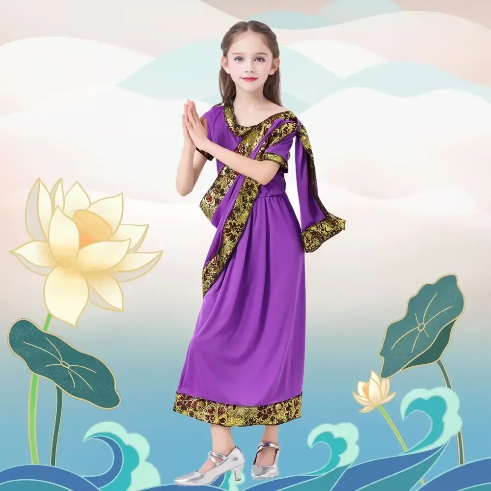 

2025halloweenGlamorous National Indian Girls Dress-up Children Nativity Bollywood Princess Ethnic Fancy Dress Sari Costume