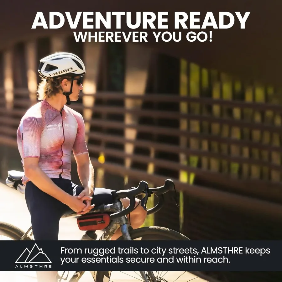 Pacote de bolsa de quadro compacto vermelho, ideal para aventuras de ciclismo e deslocamento diário, bolsa de quadro de bicicleta, bolsa de sela e passeio Walle