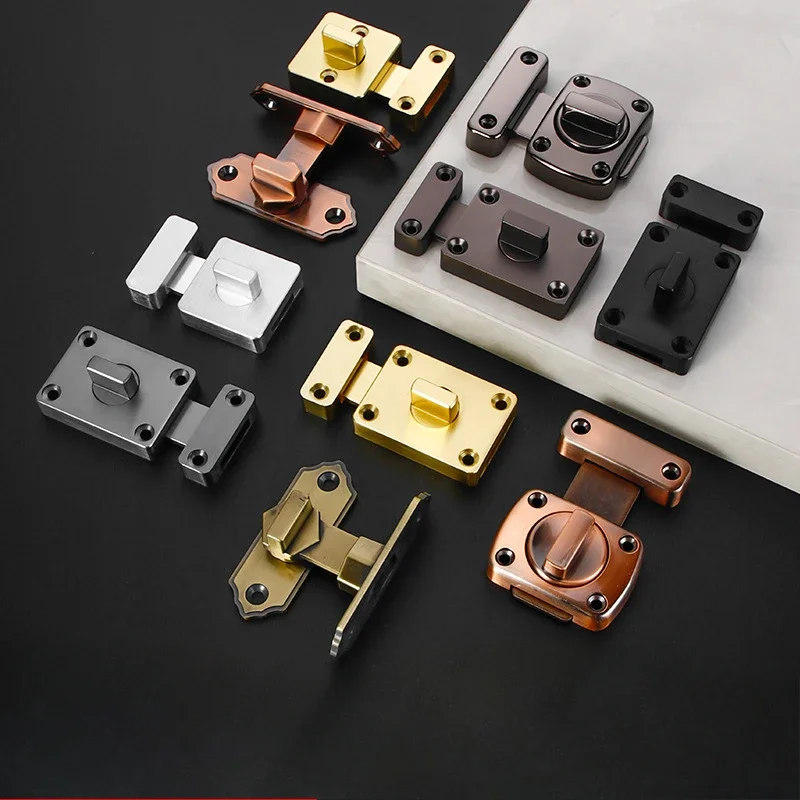 Safety Zinc Alloy Lock Rotate Bolt Bathroom Gate Multi Purpose Sliding Door Latch Cabinets Universal Device Buckle With Screws