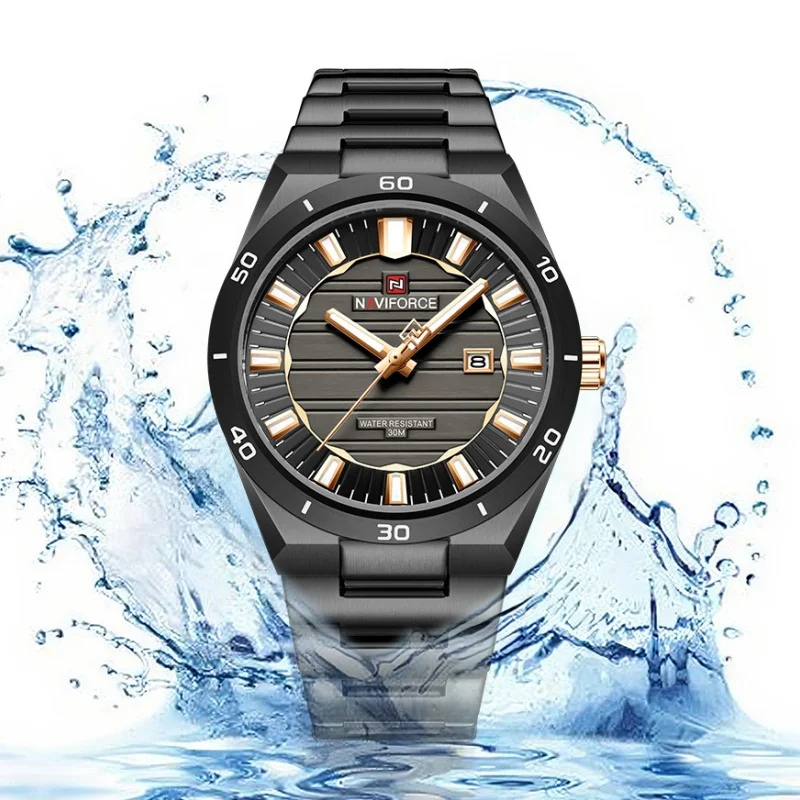 NAVIFORCE New Quartz Men Watch 3ATM Waterproof Simple Fashion Night Glow Pointer Calendar Display Stainless Steel Man Watche