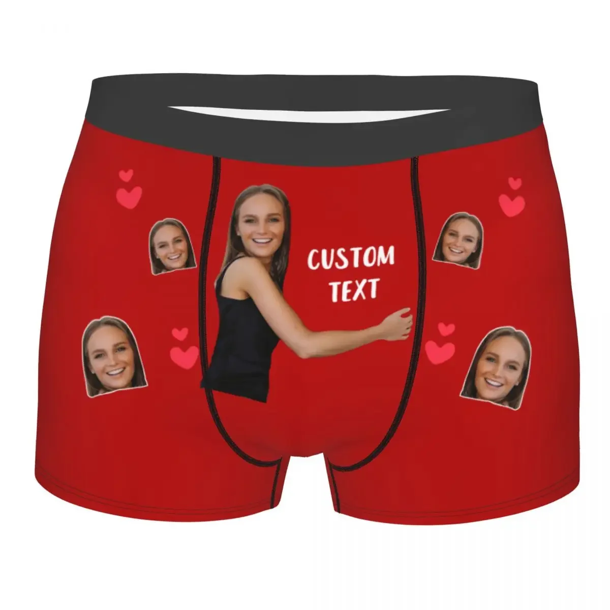 Custom Personalized Face Photo Men\'s Long Underwear Valentine\'s Day Gift Boxer Shorts Panties Breathable Underpants for Homme