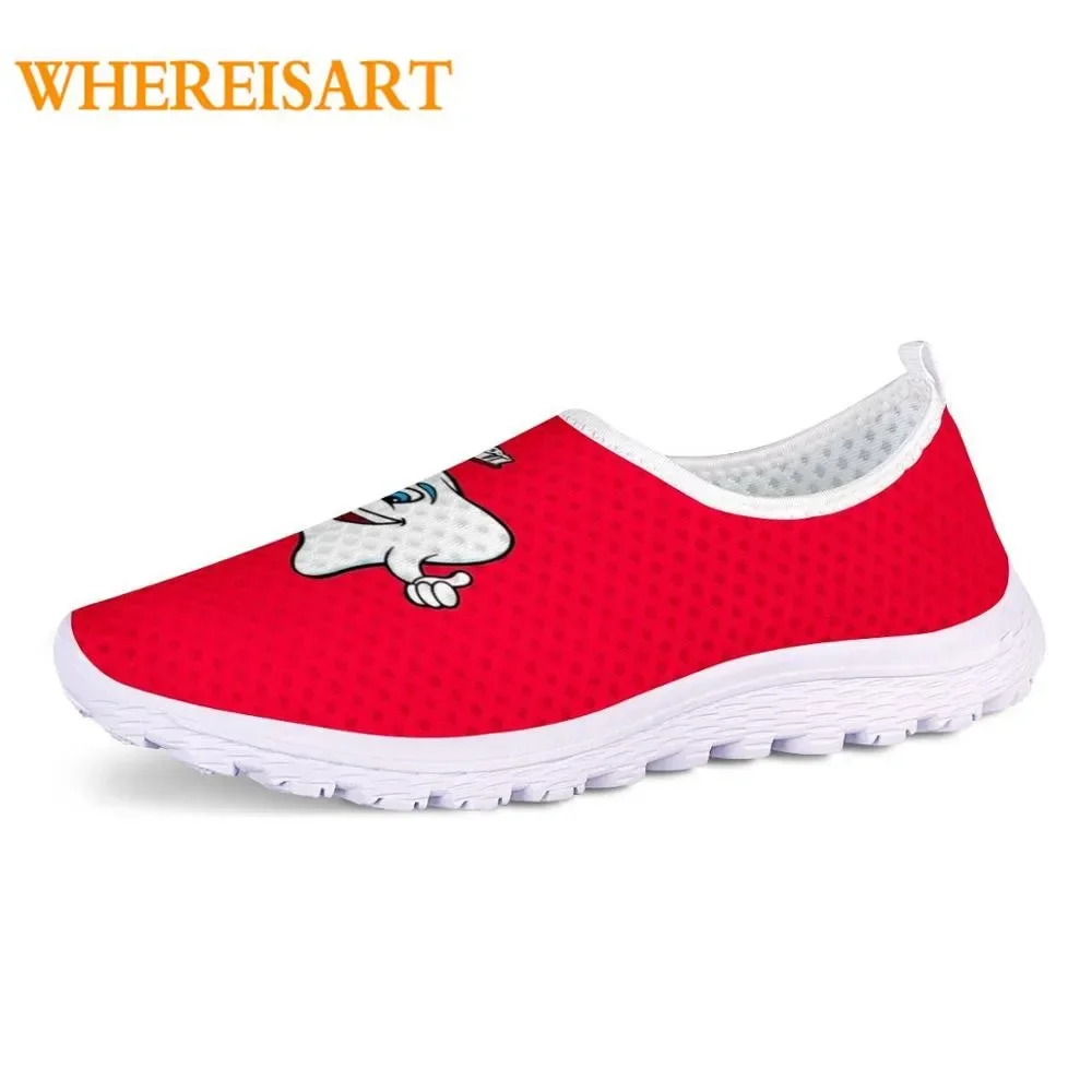 Cute Cartoon Toothbrush Pattern Women Slip On Sneakers Teeth/Dental/Dentist Ladies Shoes Casual Summer Femalel+Shoes