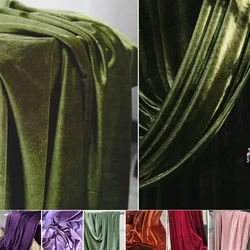 Olive Green Velvet Fabric for Formal Dress Backdrops Wedding Party Decoration Curtain Cloth Drap Handmade DIY Sewing Material