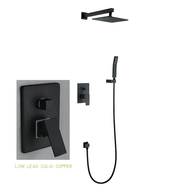 Two Function Black Concealed Bathroom Shower Mixer with Diverter