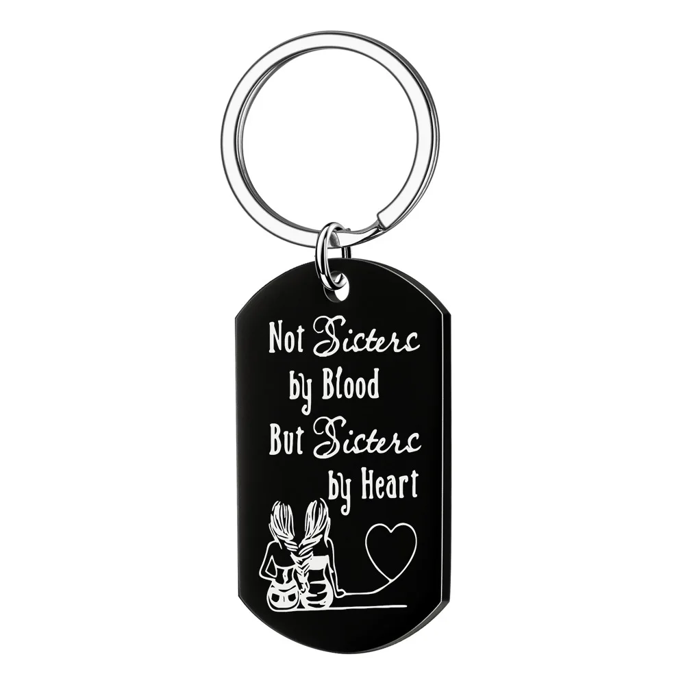 

New Stainless Steel Keychain Not Sister by Blood To My Friend Sister Presents With Wing to Birthday Gifts Diy Custom Wholesale