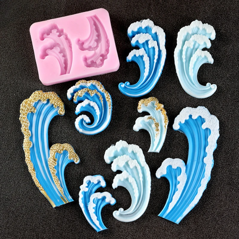 

Wave Ocean Silicone Molds Cake Dessert Table Decoration Baking Mold Birthday Series Chocolate Fondant Plaster Resin Mold