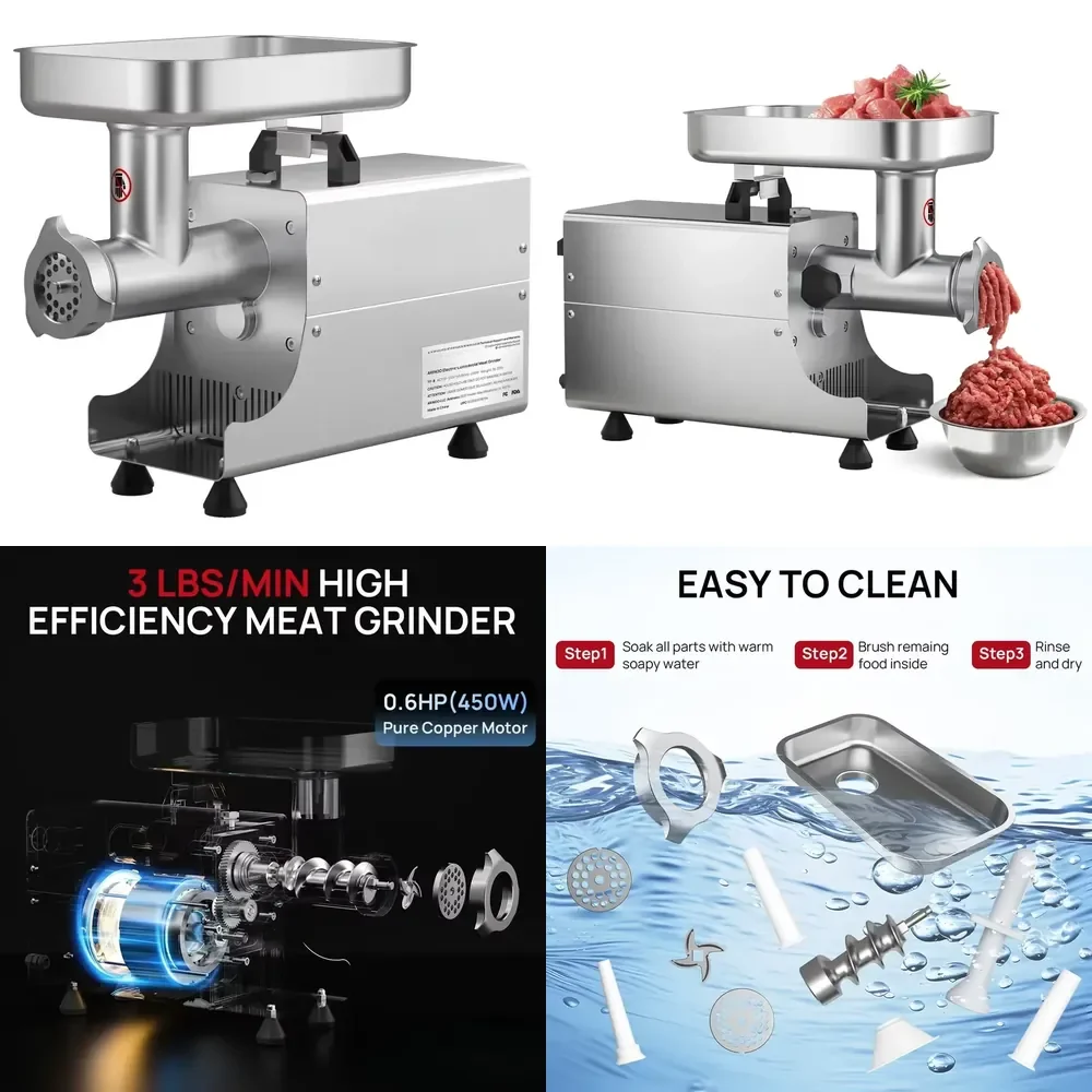 New High Efficiency Electric Automatic Meat Grinders Sausage Filling Machine Home Use Stainless Steel Meat Mincers