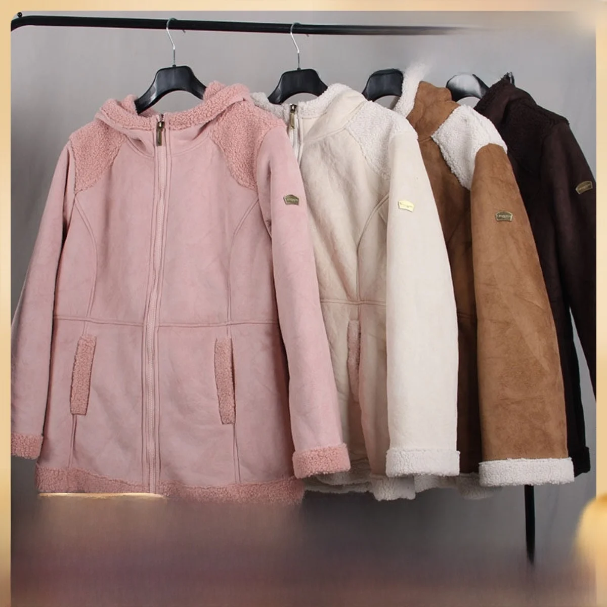 

L3 Thickened Lamb Fur Jacket Women's Biker Style Suede Velvet Coat Large Size Commute Fashion Slim Fit Long Sleeve Zipper