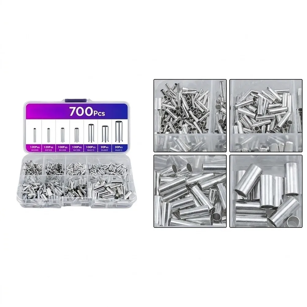1400 pcs Brass Non-Insulated Crimp Terminals for Modular Terminal Blocks Tin Coated Conductive Electrical Connection