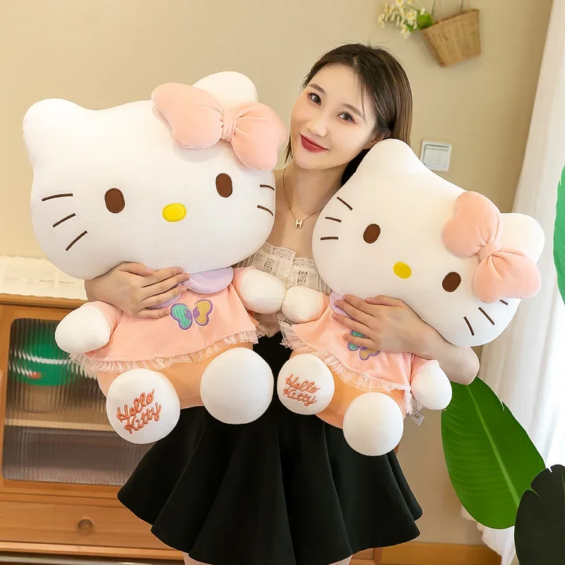 Big Size Sanrio Hello Kitty Wear A Butterfly Dress Stuffed Toys Cute Plush Toys Kawaii Anime Cartoon Dolls Birthday Gift for Kid