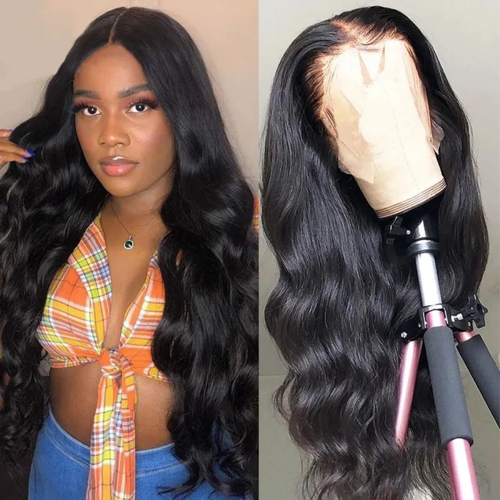 36 46 Inch Body Wave 13x4 13x6 HD Transparent Lace Frontal Human Hair Wigs 200% Density Brazilian Pre Plucked Natural Hairline 7x6 360 Lace Front Wig For Black Women
