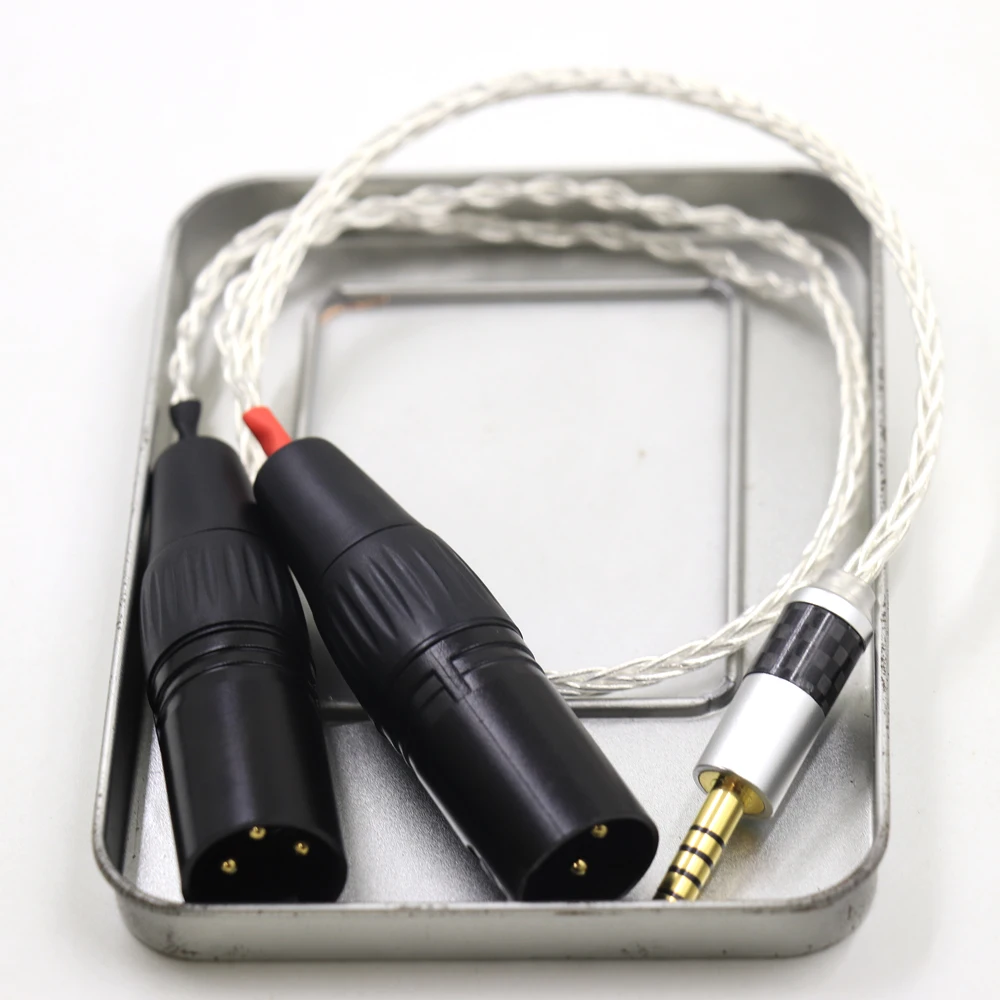 عالية الجودة 8 النوى الفضة مطلي 4.4 مللي متر متوازنة الذكور إلى المزدوج 2x 3pin XLR متوازنة ذكر محول الصوت كابل