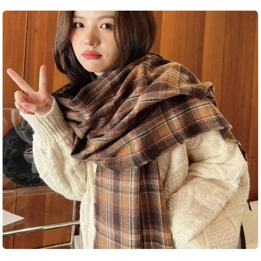 180*68 سنتيمتر تقليد الكشمير وشاح خمر منقوشة مطبوعة نمط Preppy المرأة يلتف شال مريح Mujer Foulard بطانية