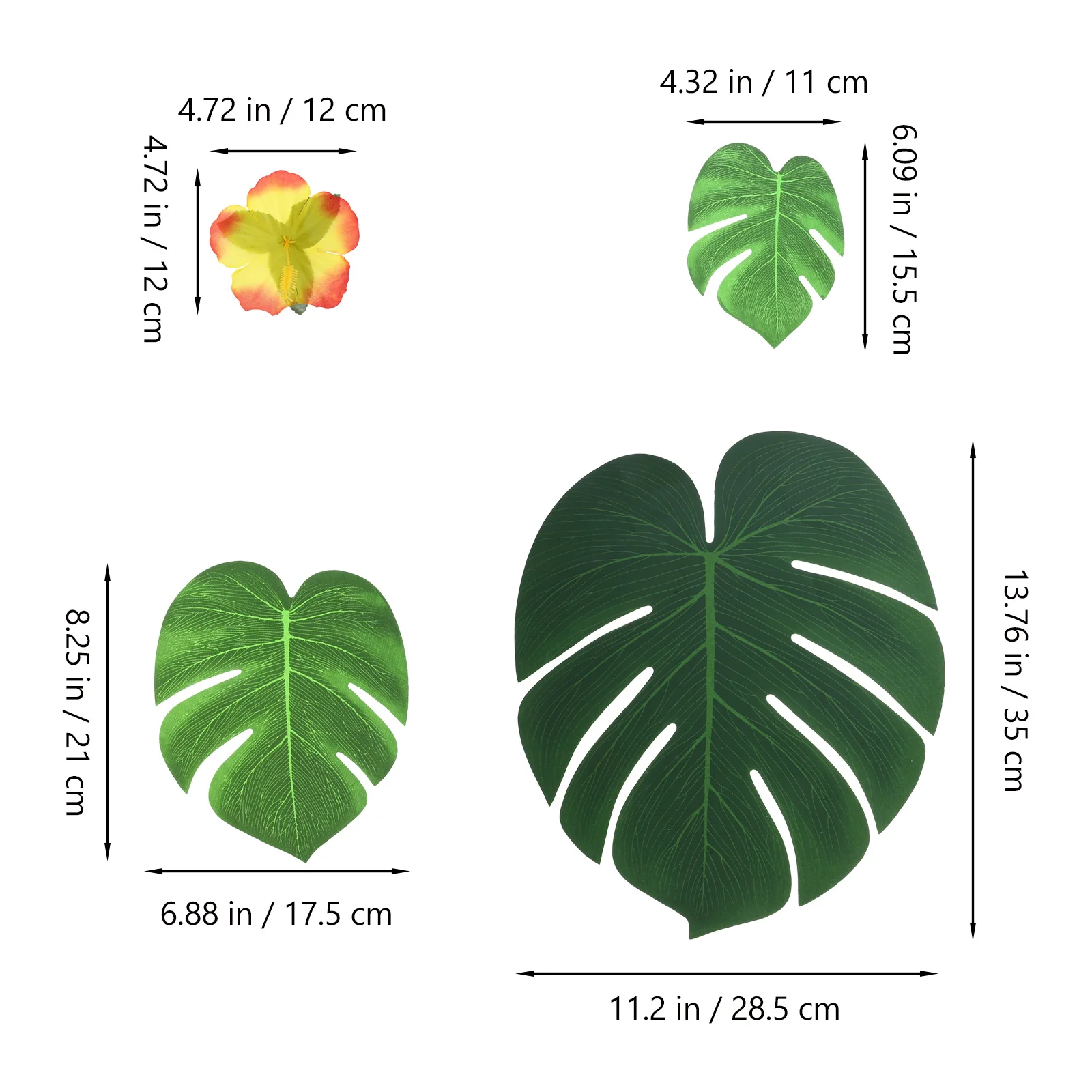 

1Set Dining Table Decor Tropical Style Artificial Realistic Simulation Plants for Luau Party Beach