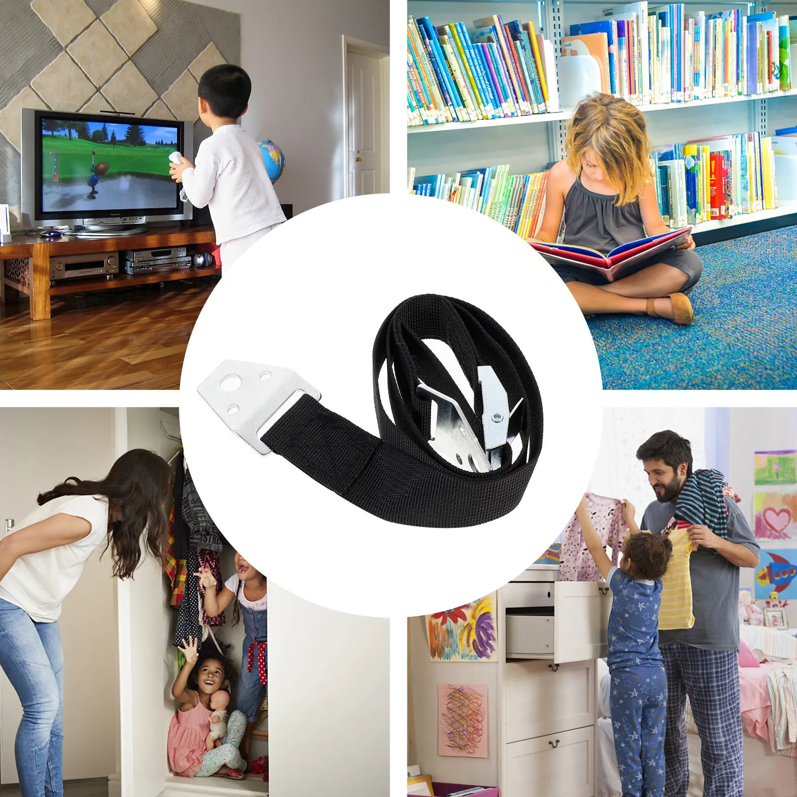 

1Pcs Adjustable Anti Tip Strap Child Protection Heavy Duty TV Furniture Safety Strap for TV Screen Bookshelf Drawer Security