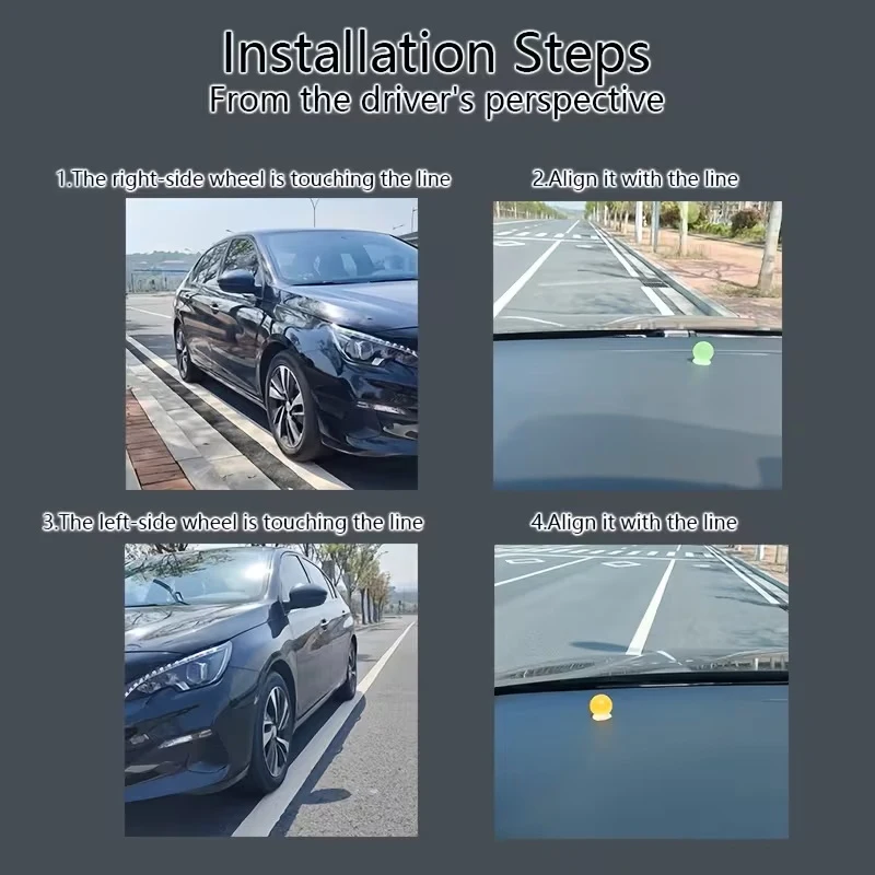 2pcs Car Parking Aid Guide Markers & Wheel Alignment Stickers,Low-Light Visibility Parking Lines, Beginner Driver Assistance
