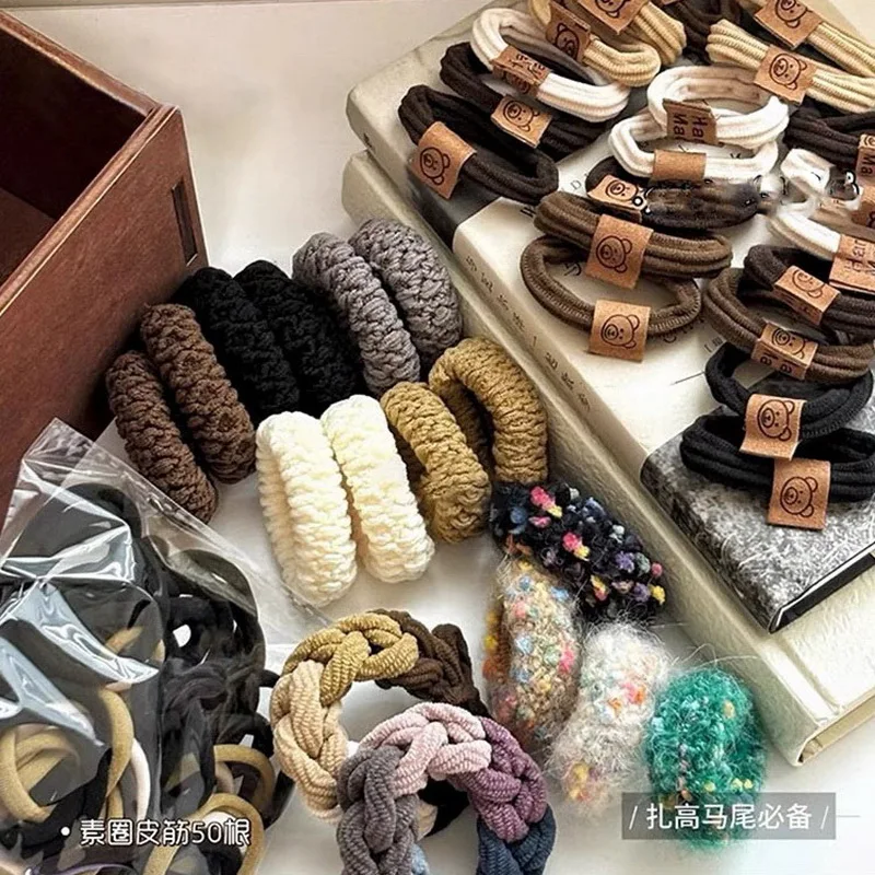 86pcs/set High Elastic Hair Tie For Women Black Hair Rubber Bands Girls Cute Bear Hair Rope Adult Hairbands hair accessories