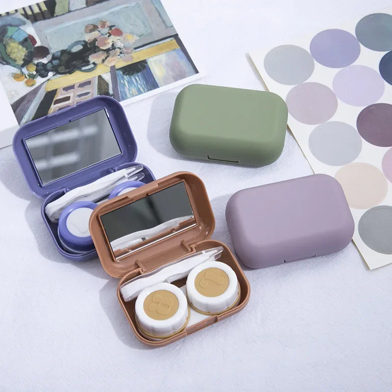 Color Contact Lens Case with Mirror Mini Cute Eyes Care Contact Lenses Container Box Travel Kits Eyewear Accessories Organizer