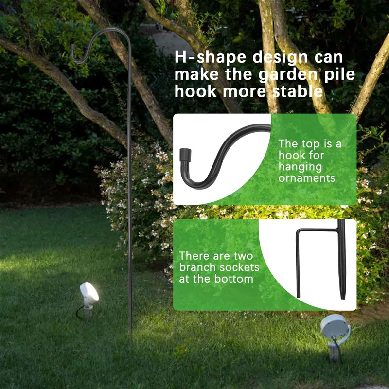 Bvbv ganchos pastor resistentes à ferrugem estaca de jardim ao ar livre suporte de planta de metal cabide alimentador de pássaros pólo 80,5x10x1cm