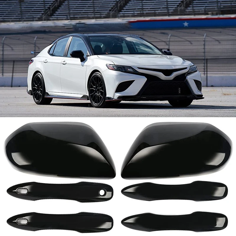 Side Door Mirror Caps + Door Handle Covers Replace Accessories For Toyota Camry 2018 2019 2020 2021 2022 2023