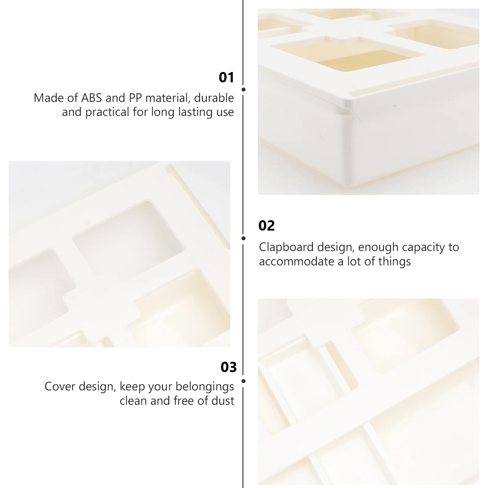 

1pc Desk Bottom Storage Box White L Size Hidden Drawer For Office Table Clapboard Design Cover Sundries Stationery Holder