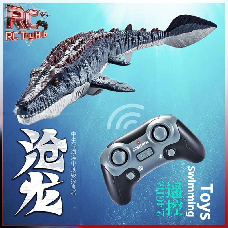 Remote Control Mosasaurus RC Boat Jurassic Simulation Dinosaur Electric Water Toy Model For Boys Pool Lake Water Play
