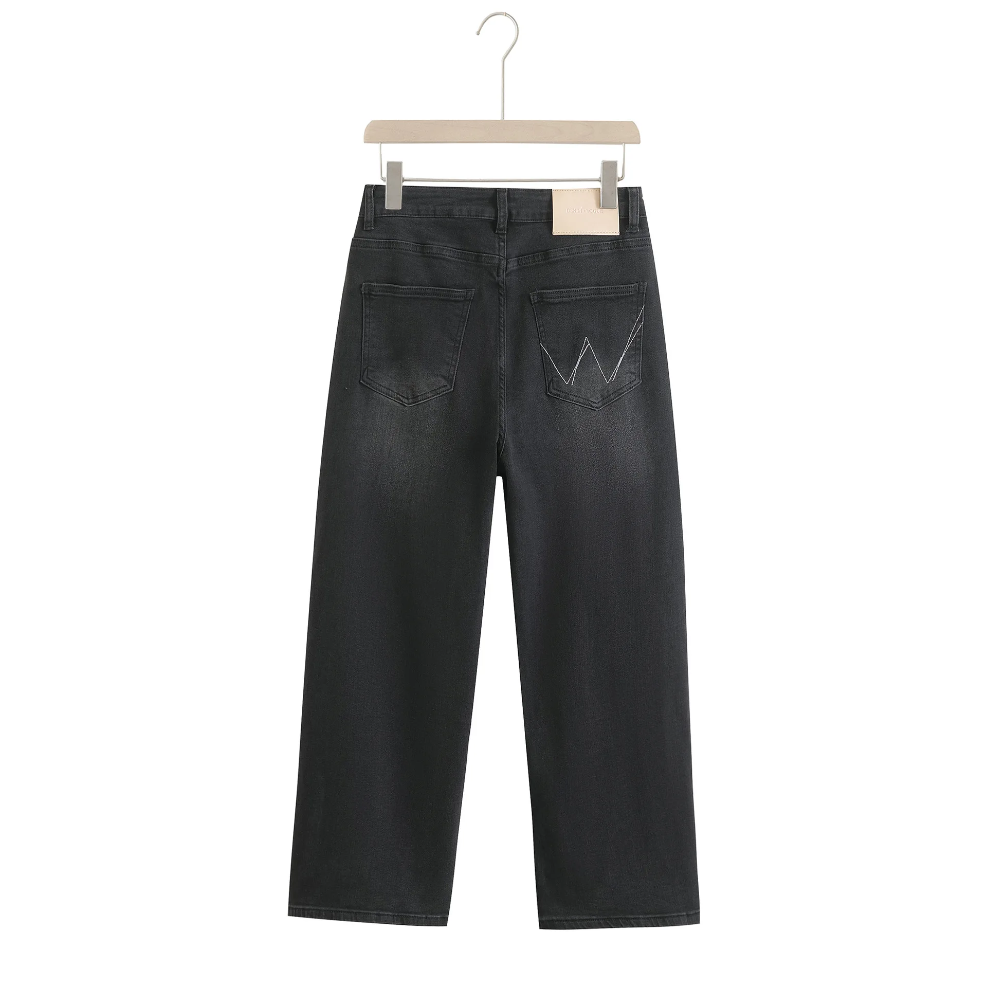 Fashion Plus Size Women's Straight Leg Jeans Simple Boyfriend Style Premium Black Stretch Denim Ankle Length Pants 5361