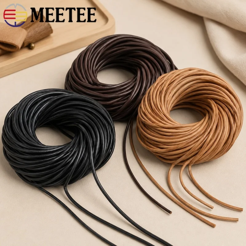 

10M 1.5-5mm Round Leather Cord Rope for Bracelet Necklace Jewelry Clothes Decor Bag Craft DIY Sewing Accessory String Cord Roll