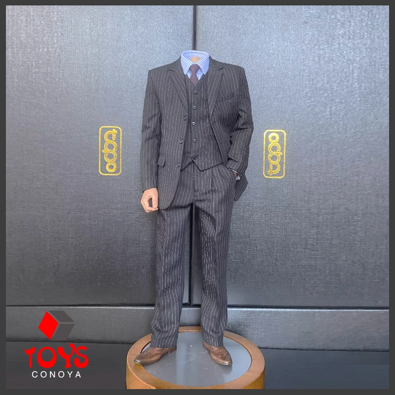 

TOPO TP012 1/6 Scale Christian Bale Gray Striped Suit Male Clothes Model Fit 12-inch Soldier Action Figure Body Dolls