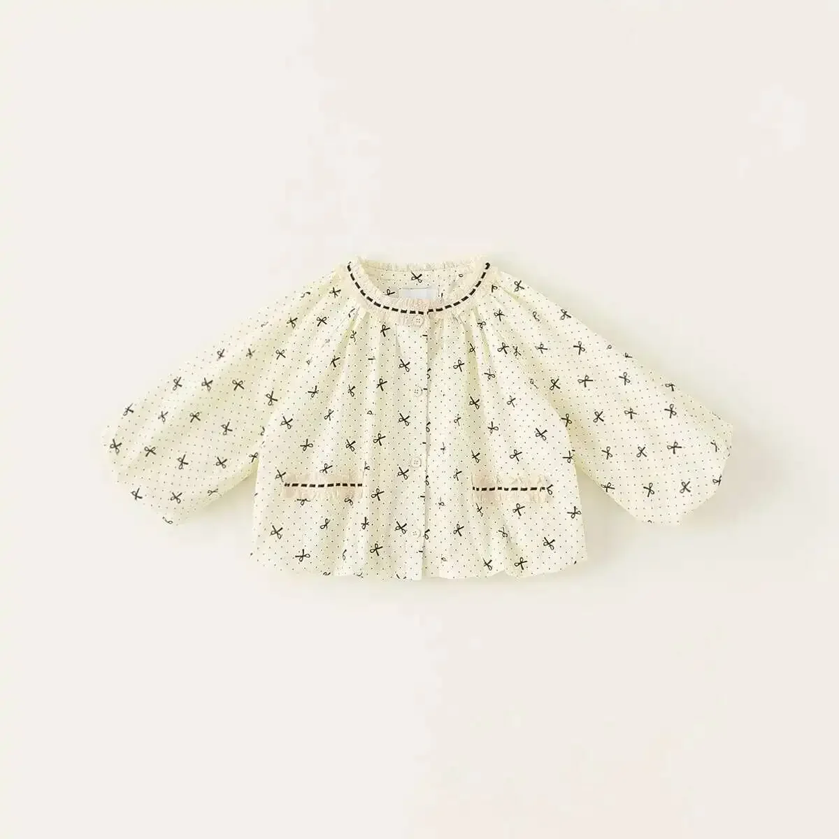 

Весенне-осенние детские куртки для детей от 1 до 10 лет, повседневные пальто с хлопковым принтом и бантом в горошек для девочек, корейские топы, верхняя одежда для малышей, одежда для детей, новинка