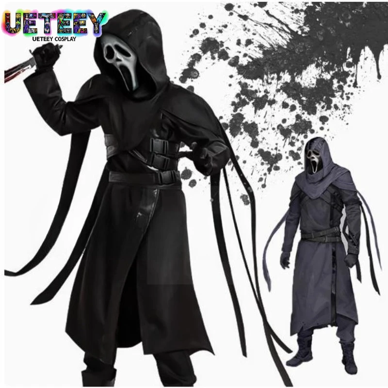 

UETEEY Cos Dead By Daylight Ghost Face Cosplay Mask & Costume Set | Halloween Horror Party Outfit With Mask