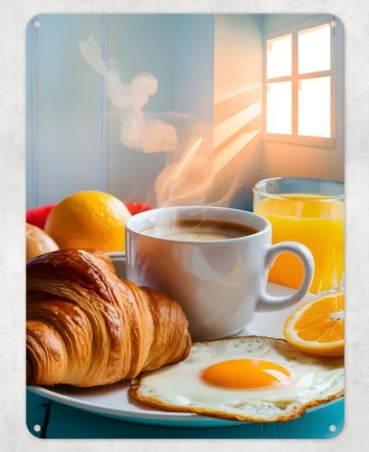 Morning Breakfast Metal Poster Wall Tin Sign Man Cave Shed Home Plaque --Tin Sign