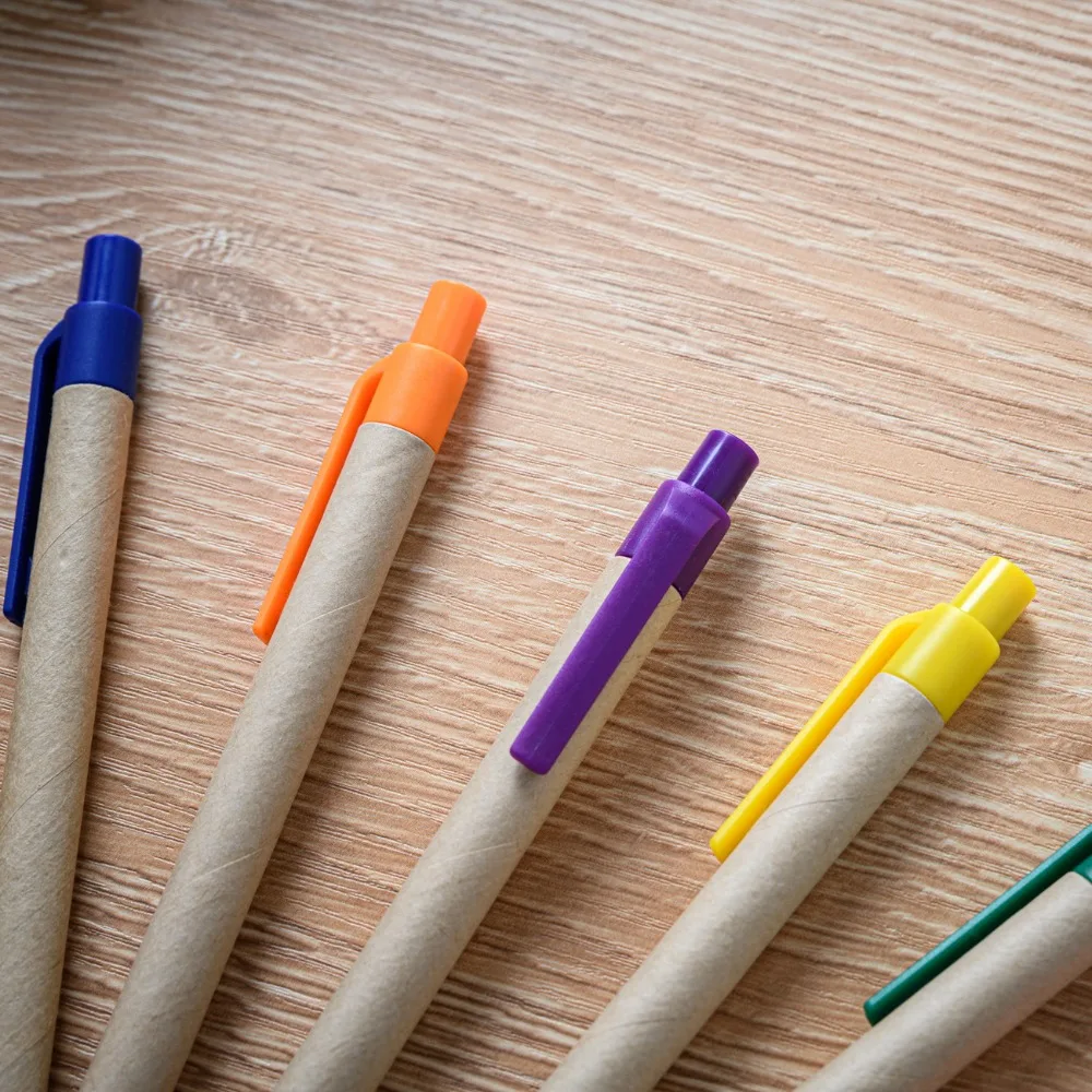50/100Pcs Paper Ball Pen ECO Recycled Paper Eco-friendly Ballpoint Green Personalized Orange Black Blue Green Red