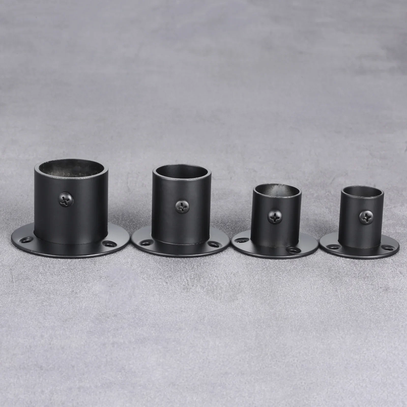 2pcs Flange Rod Holder Black Wardrobe Hanging Rail Rod Pole Socket End Support Bracket w/screws Stainless Steel 19/22/25/32mm